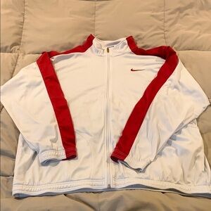 Nike Varsity Jacket White and Red Sporty Design​​​